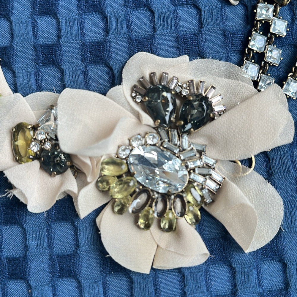 JCrew Elegant Floral Necklace with Crystal Accents - Picture 2 of 5